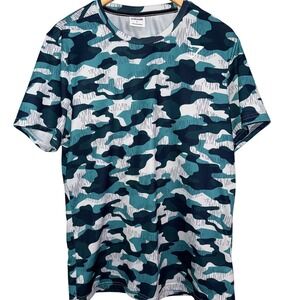 Gymshark Men's Camo Athletic T Shirt Blue Green Size L